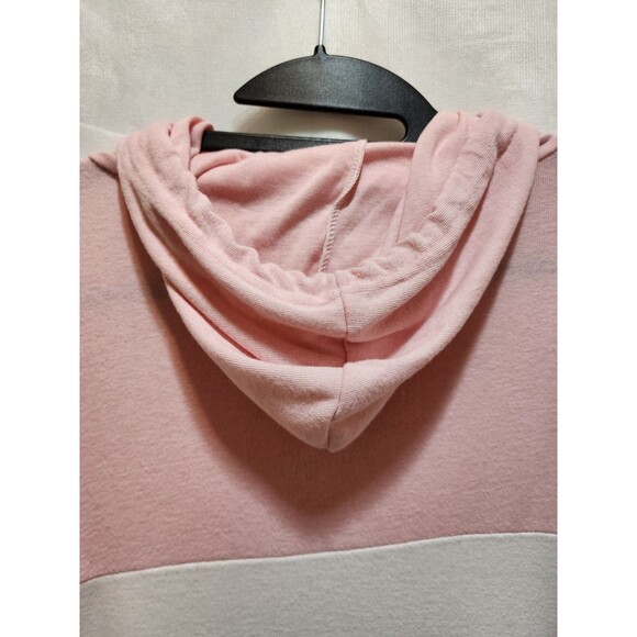 Womens XL Pink White Gray Sweater Hood Color Block Cozy Sporty Neapolitan Light - Picture 15 of 16